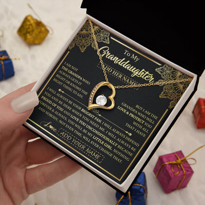 Forever Love Necklace 18K Yellow Gold Finish | 2 | Personalized To My Granddaughter Necklace From Grandpa Your Biggest Fan Birthday Gifts For Granddaughter Gifts Christmas Jewelry Custom Gift Box Message Card | teecentury.myshopify