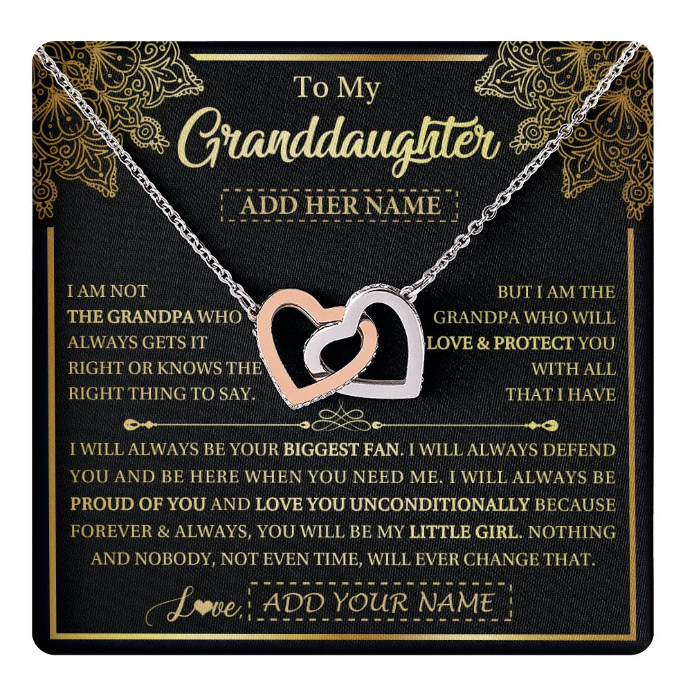 Interlocking Hearts Necklace Stainless Steel & Rose Gold Finish | 1 | Personalized To My Granddaughter Necklace From Grandpa Your Biggest Fan Birthday Gifts For Granddaughter Gifts Christmas Jewelry Custom Gift Box Message Card | teecentury.myshopify