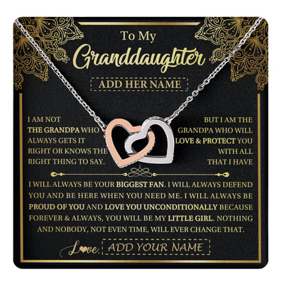 Interlocking Hearts Necklace Stainless Steel & Rose Gold Finish | 1 | Personalized To My Granddaughter Necklace From Grandpa Your Biggest Fan Birthday Gifts For Granddaughter Gifts Christmas Jewelry Custom Gift Box Message Card | teecentury.myshopify