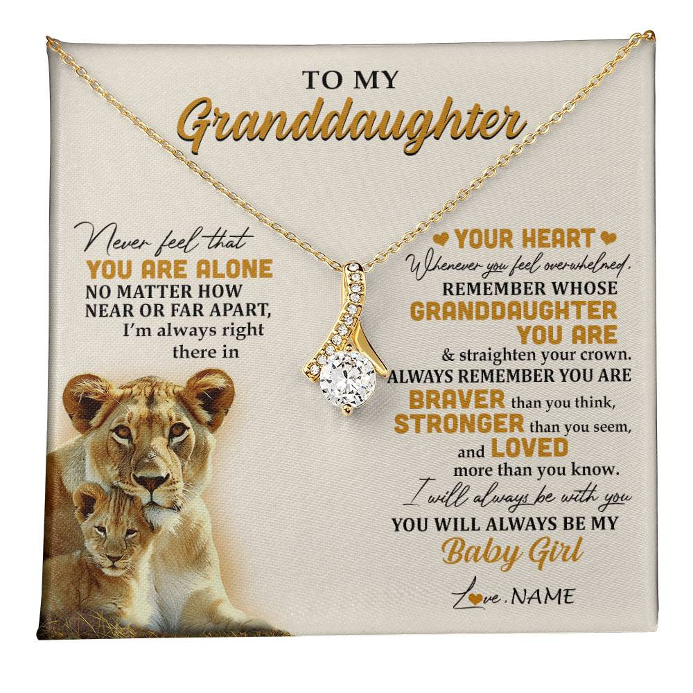 Alluring Beauty Necklace 18K Yellow Gold Finish | 1 | Personalized To My Granddaughter Necklace From Nana Lion Never Feel That You Are Alone Great Granddaughter Birthday Christmas Customized Gift Box Message Card | teecentury