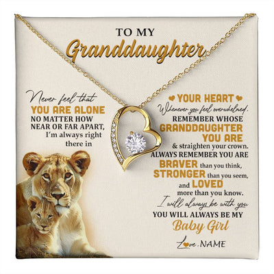 Forever Love Necklace 18K Yellow Gold Finish | 1 | Personalized To My Granddaughter Necklace From Nana Lion Never Feel That You Are Alone Great Granddaughter Birthday Christmas Customized Gift Box Message Card | teecentury