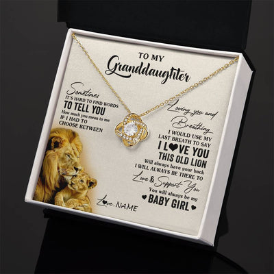 Love Knot Necklace 18K Yellow Gold Finish | 2 | Personalized To My Granddaughter Necklace From Papa Grandpa I Love You This Old Lion Granddaughter Birthday Christmas Customized Gift Box Message Card | teecentury