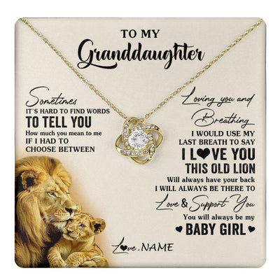 Love Knot Necklace 18K Yellow Gold Finish | 1 | Personalized To My Granddaughter Necklace From Papa Grandpa I Love You This Old Lion Granddaughter Birthday Christmas Customized Gift Box Message Card | teecentury