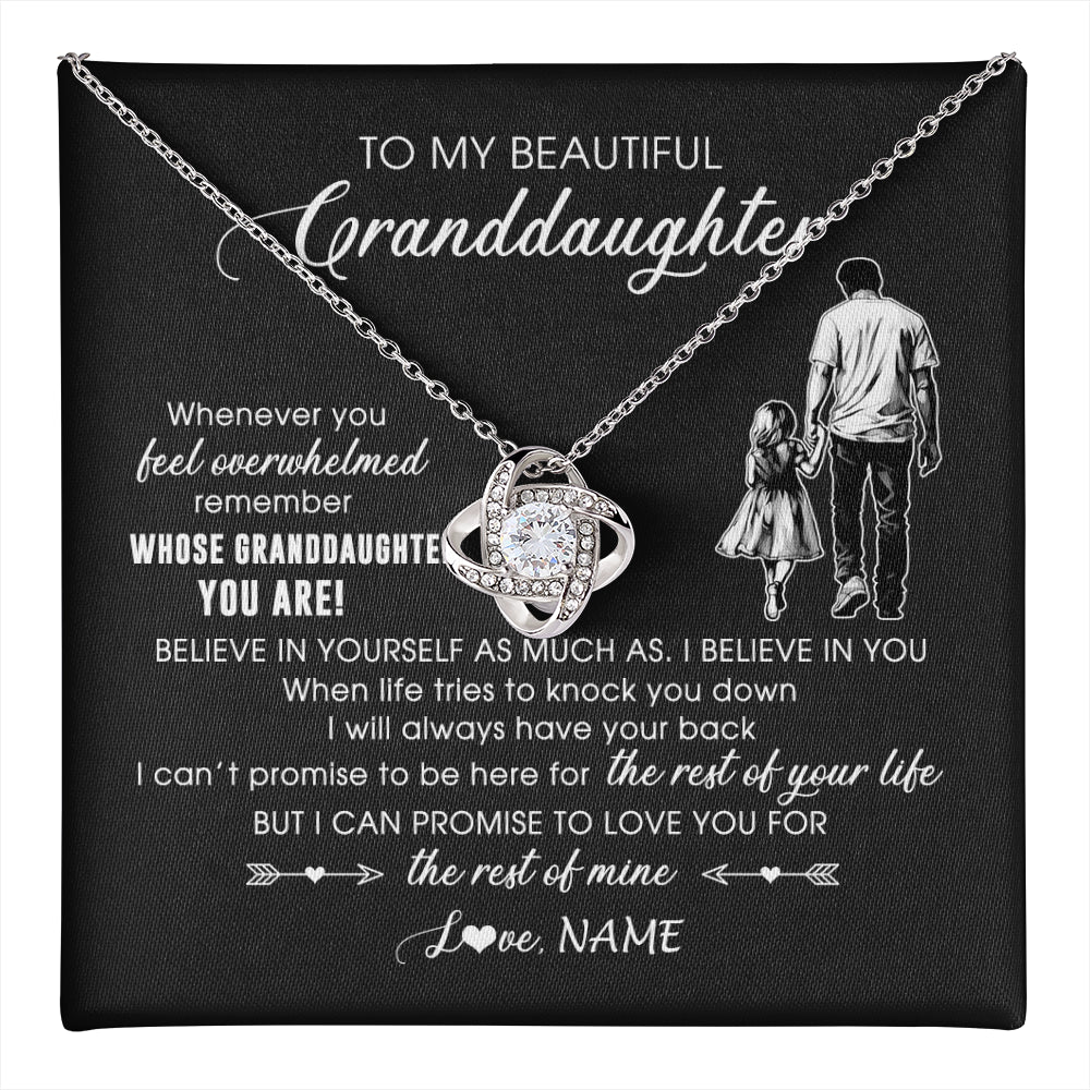 Love Knot Necklace 14K White Gold Finish | 1 | Personalized To My Granddaughter Necklace From Papa Grandpa Whenever You Feel Overwhelmed Granddaughter Jewelry Birthday Christmas Customized Message Card | teecentury