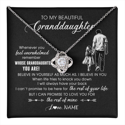 Love Knot Necklace 14K White Gold Finish | 1 | Personalized To My Granddaughter Necklace From Papa Grandpa Whenever You Feel Overwhelmed Granddaughter Jewelry Birthday Christmas Customized Message Card | teecentury