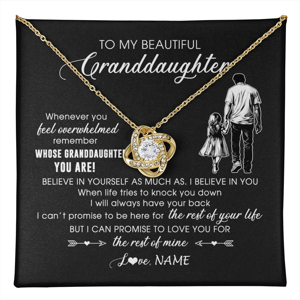 Love Knot Necklace 18K Yellow Gold Finish | 1 | Personalized To My Granddaughter Necklace From Papa Grandpa Whenever You Feel Overwhelmed Granddaughter Jewelry Birthday Christmas Customized Message Card | teecentury