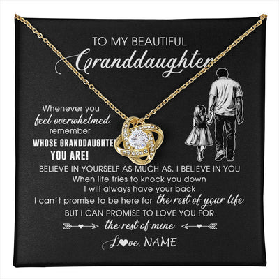 Love Knot Necklace 18K Yellow Gold Finish | 1 | Personalized To My Granddaughter Necklace From Papa Grandpa Whenever You Feel Overwhelmed Granddaughter Jewelry Birthday Christmas Customized Message Card | teecentury