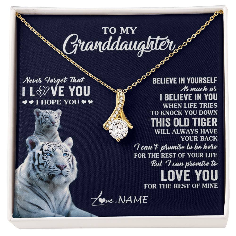 Alluring Beauty Necklace 18K Yellow Gold Finish | 1 | Personalized To My Granddaughter Necklace Gift From Grandma This Old Tiger Love You Granddaughter Birthday Graduation Christmas Custom Gift Box Message Card | teecentury