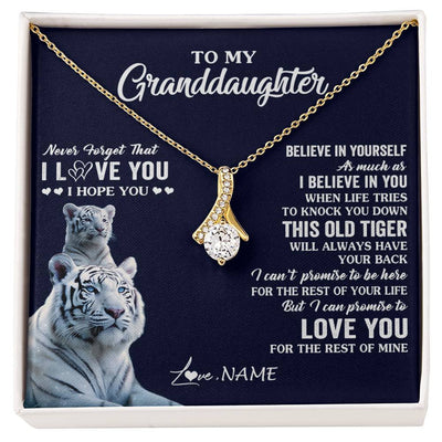 Alluring Beauty Necklace 18K Yellow Gold Finish | 1 | Personalized To My Granddaughter Necklace Gift From Grandma This Old Tiger Love You Granddaughter Birthday Graduation Christmas Custom Gift Box Message Card | teecentury