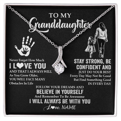Alluring Beauty Necklace 14K White Gold Finish | 1 | Personalized To My Granddaughter Necklace I Love You Forever From Grandma Granddaughter Birthday Gifts Christmas Graduation Customized Gift Box Message Card | teecentury
