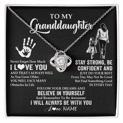 Love Knot Necklace 14K White Gold Finish | 1 | Personalized To My Granddaughter Necklace I Love You Forever From Grandma Granddaughter Birthday Gifts Christmas Graduation Customized Gift Box Message Card | teecentury