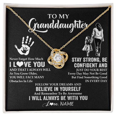Love Knot Necklace 18K Yellow Gold Finish | 1 | Personalized To My Granddaughter Necklace I Love You Forever From Grandma Granddaughter Birthday Gifts Christmas Graduation Customized Gift Box Message Card | teecentury