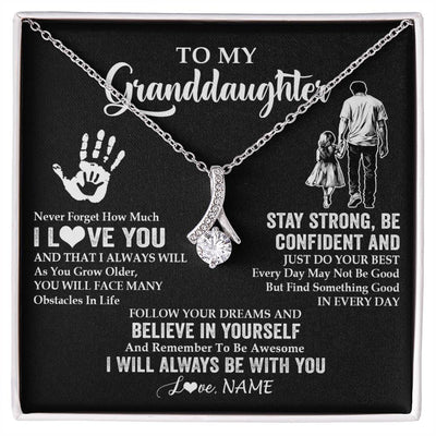 Alluring Beauty Necklace 14K White Gold Finish | 1 | Personalized To My Granddaughter Necklace I Love You Forever From Grandpa Granddaughter Birthday Gifts Christmas Graduation Customized Gift Box Message Card | teecentury