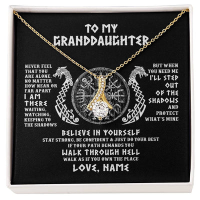 Alluring Beauty Necklace 18K Yellow Gold Finish | 1 | Personalized To My Granddaughter Necklace Viking Never Feel You Are Alone Odin Scandinavian Norse Runes Birthday Christmas Customized Gift Box Message Card | teecentury