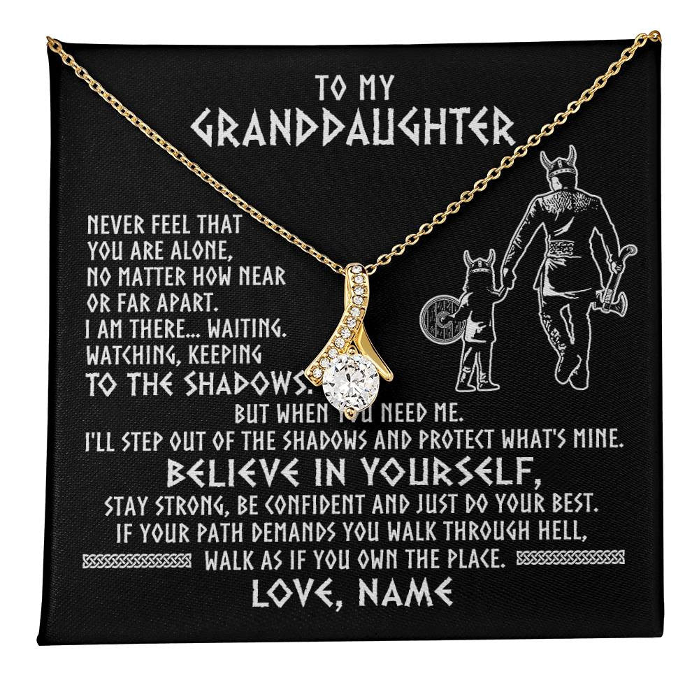 Alluring Beauty Necklace 18K Yellow Gold Finish | 1 | Personalized To My Granddaughter Necklace Viking Never Feel You Are Alone Scandinavian Runes Viking Birthday Christmas Customized Gift Box Message Card | teecentury