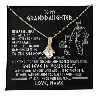 Alluring Beauty Necklace 18K Yellow Gold Finish | 1 | Personalized To My Granddaughter Necklace Viking Never Feel You Are Alone Scandinavian Runes Viking Birthday Christmas Customized Gift Box Message Card | teecentury
