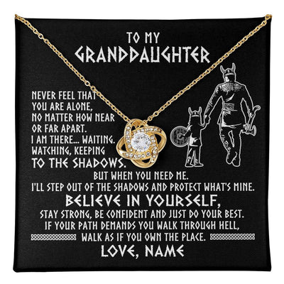 Love Knot Necklace 18K Yellow Gold Finish | 1 | Personalized To My Granddaughter Necklace Viking Never Feel You Are Alone Scandinavian Runes Viking Birthday Christmas Customized Gift Box Message Card | teecentury