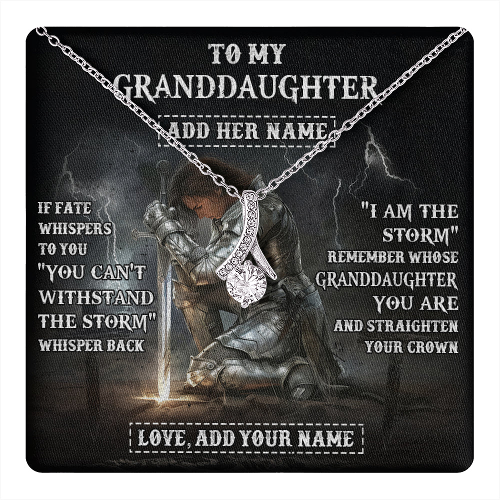 Alluring Beauty Necklace 14K White Gold Finish | 1 | Personalized To My Granddaughter Necklace Women Warrior Knights Templar I Am The Storm Best Granddaughter Birthday Gifts Christmas Gift Box Message Card | teecentury