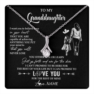 Alluring Beauty Necklace 14K White Gold Finish | 1 | Personalized To My Granddaughter Necklace You Will Never Lose From Grandma Gigi Granddaughter Birthday Gifts Christmas Customized Gift Box Message Card | teecentury
