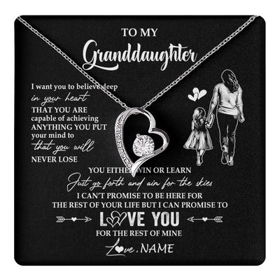 Forever Love Necklace 14K White Gold Finish | 1 | Personalized To My Granddaughter Necklace You Will Never Lose From Grandma Gigi Granddaughter Birthday Gifts Christmas Customized Gift Box Message Card | teecentury