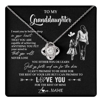 Love Knot Necklace 14K White Gold Finish | 1 | Personalized To My Granddaughter Necklace You Will Never Lose From Grandma Gigi Granddaughter Birthday Gifts Christmas Customized Gift Box Message Card | teecentury