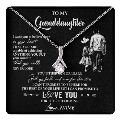 Alluring Beauty Necklace 14K White Gold Finish | 1 | Personalized To My Granddaughter Necklace You Will Never Lose From Grandpa Papa Granddaughter Birthday Gifts Graduation Christmas Gift Box Message Card | teecentury