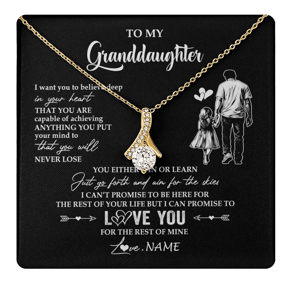 Alluring Beauty Necklace 18K Yellow Gold Finish | 1 | Personalized To My Granddaughter Necklace You Will Never Lose From Grandpa Papa Granddaughter Birthday Gifts Graduation Christmas Gift Box Message Card | teecentury