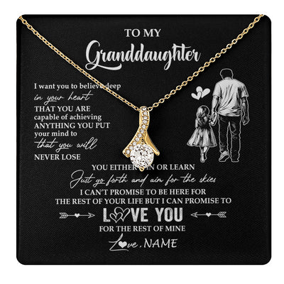 Alluring Beauty Necklace 18K Yellow Gold Finish | 1 | Personalized To My Granddaughter Necklace You Will Never Lose From Grandpa Papa Granddaughter Birthday Gifts Graduation Christmas Gift Box Message Card | teecentury