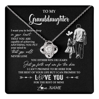 Love Knot Necklace 14K White Gold Finish | 1 | Personalized To My Granddaughter Necklace You Will Never Lose From Grandpa Papa Granddaughter Birthday Gifts Graduation Christmas Gift Box Message Card | teecentury
