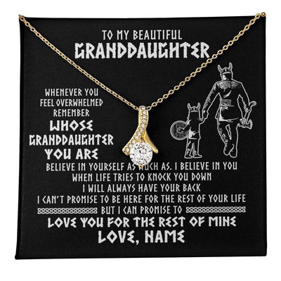 Alluring Beauty Necklace 18K Yellow Gold Finish | 1 | Personalized To My Granddaughter Viking Necklace From Grandpa Whenever You Feel Overwhelmed Birthday Christmas Jewelry Customized Gift Box Message Card | teecentury