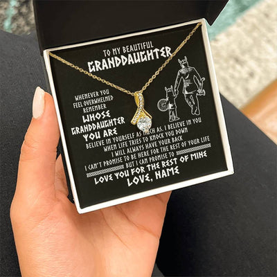 Alluring Beauty Necklace 18K Yellow Gold Finish | 2 | Personalized To My Granddaughter Viking Necklace From Grandpa Whenever You Feel Overwhelmed Birthday Christmas Jewelry Customized Gift Box Message Card | teecentury