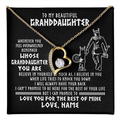 Forever Love Necklace 18K Yellow Gold Finish | 1 | Personalized To My Granddaughter Viking Necklace From Grandpa Whenever You Feel Overwhelmed Birthday Christmas Jewelry Customized Gift Box Message Card | teecentury