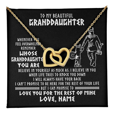 Interlocking Hearts Necklace 18K Yellow Gold Finish | 1 | Personalized To My Granddaughter Viking Necklace From Grandpa Whenever You Feel Overwhelmed Birthday Christmas Jewelry Customized Gift Box Message Card | teecentury