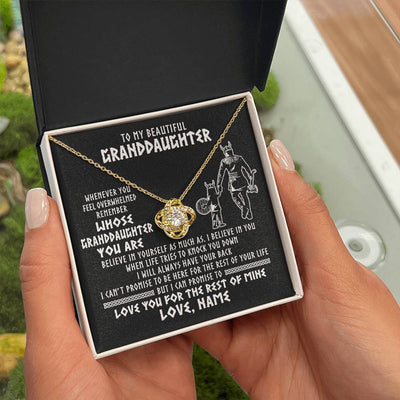 Love Knot Necklace 18K Yellow Gold Finish | 2 | Personalized To My Granddaughter Viking Necklace From Grandpa Whenever You Feel Overwhelmed Birthday Christmas Jewelry Customized Gift Box Message Card | teecentury