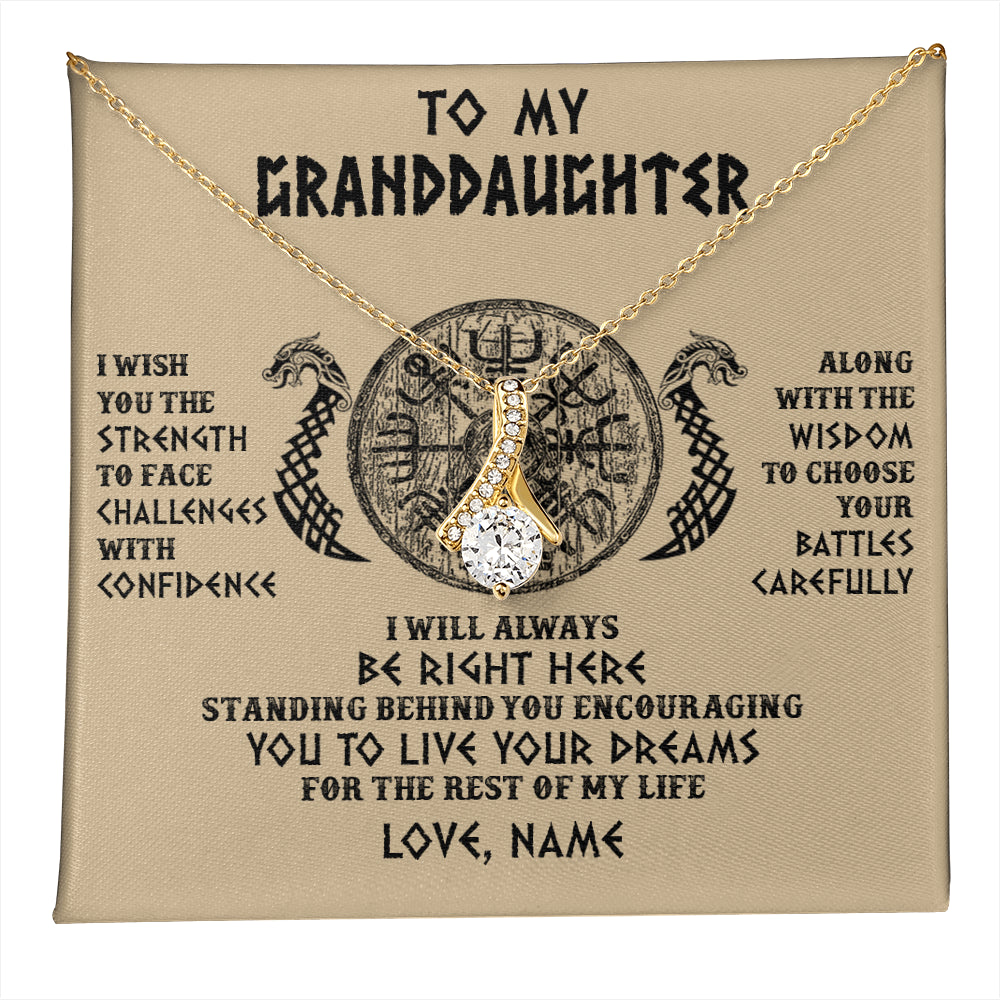 Alluring Beauty Necklace 18K Yellow Gold Finish | 1 | Personalized To My Granddaughter Viking Necklace I Wish You The Strength Scandinavian Norse Runes Viking For Women Birthday Customized Gift Box Message Card | teecentury