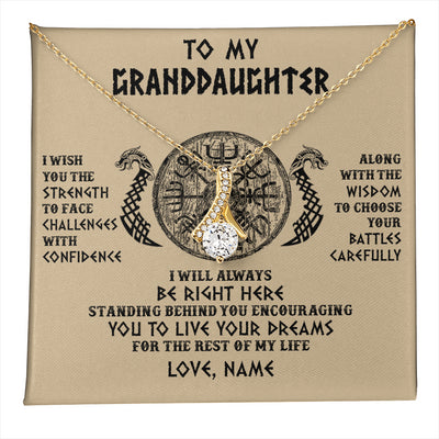 Alluring Beauty Necklace 18K Yellow Gold Finish | 1 | Personalized To My Granddaughter Viking Necklace I Wish You The Strength Scandinavian Norse Runes Viking For Women Birthday Customized Gift Box Message Card | teecentury