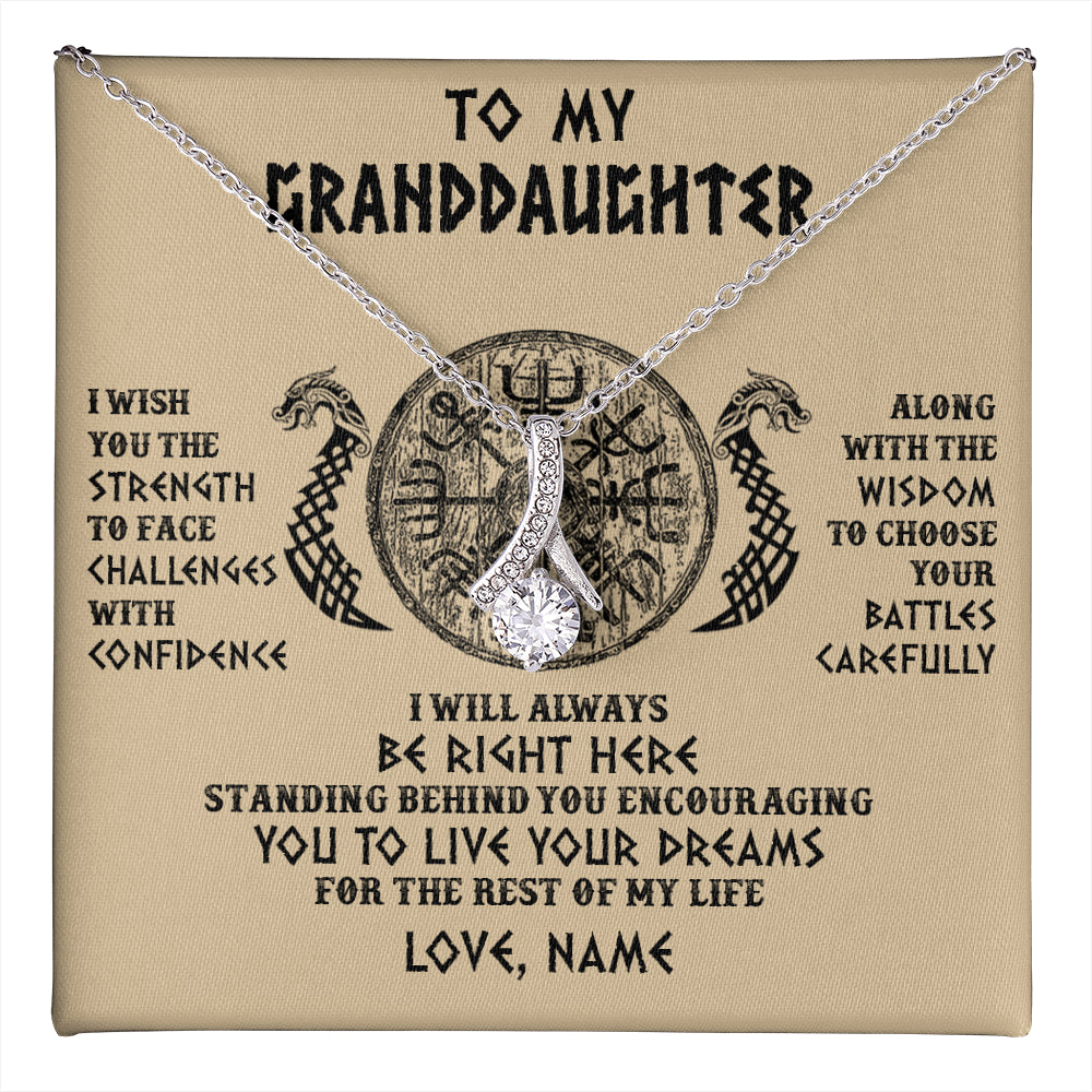 Alluring Beauty Necklace 14K White Gold Finish | 1 | Personalized To My Granddaughter Viking Necklace I Wish You The Strength Scandinavian Norse Runes Viking For Women Birthday Customized Gift Box Message Card | teecentury