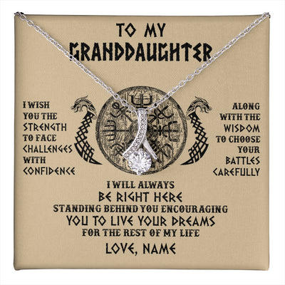 Alluring Beauty Necklace 14K White Gold Finish | 1 | Personalized To My Granddaughter Viking Necklace I Wish You The Strength Scandinavian Norse Runes Viking For Women Birthday Customized Gift Box Message Card | teecentury