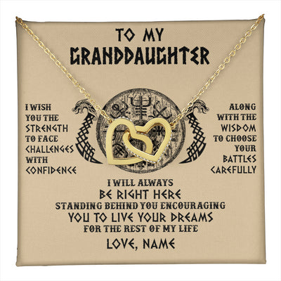 Interlocking Hearts Necklace 18K Yellow Gold Finish | 1 | Personalized To My Granddaughter Viking Necklace I Wish You The Strength Scandinavian Norse Runes Viking For Women Birthday Customized Gift Box Message Card | teecentury