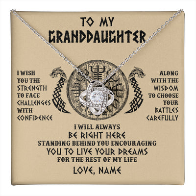 Love Knot Necklace 14K White Gold Finish | 1 | Personalized To My Granddaughter Viking Necklace I Wish You The Strength Scandinavian Norse Runes Viking For Women Birthday Customized Gift Box Message Card | teecentury