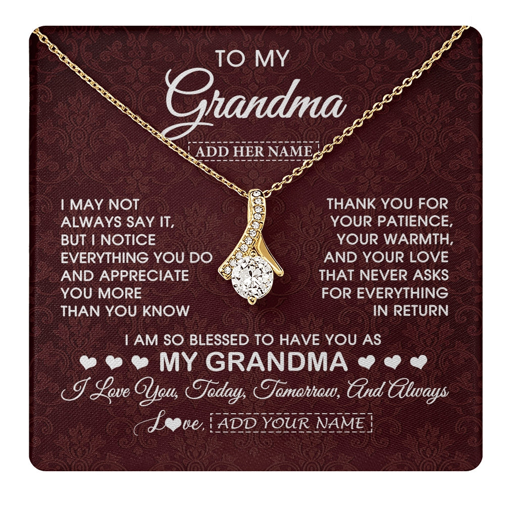 Alluring Beauty Necklace 18K Yellow Gold Finish | 1 | Personalized To My Grandma Gifts From Granddaughter Necklace Meaningful Jewelry Pendant Gifts For Grandma Mothers Day Birthday Christmas Gift Box Message Card | https://teecentury.