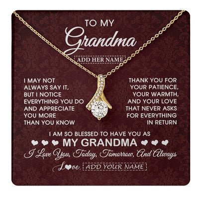 Alluring Beauty Necklace 18K Yellow Gold Finish | 1 | Personalized To My Grandma Gifts From Granddaughter Necklace Meaningful Jewelry Pendant Gifts For Grandma Mothers Day Birthday Christmas Gift Box Message Card | https://teecentury.
