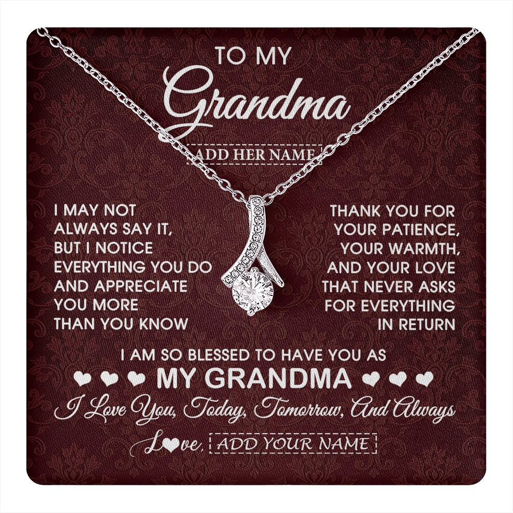 Alluring Beauty Necklace 14K White Gold Finish | 1 | Personalized To My Grandma Gifts From Granddaughter Necklace Meaningful Jewelry Pendant Gifts For Grandma Mothers Day Birthday Christmas Gift Box Message Card | https://teecentury.