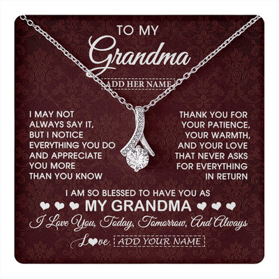 Alluring Beauty Necklace 14K White Gold Finish | 1 | Personalized To My Grandma Gifts From Granddaughter Necklace Meaningful Jewelry Pendant Gifts For Grandma Mothers Day Birthday Christmas Gift Box Message Card | https://teecentury.