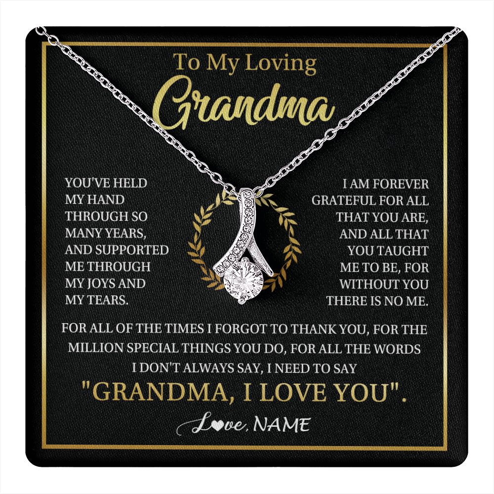 Alluring Beauty Necklace 14K White Gold Finish | 1 | Personalized To My Grandma Gifts Necklace From Granddaughter Grandson Grateful Thank You Birthday Gifts Mothers Day Christmas Jewelry Gift Box Message Card | teecentury