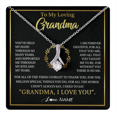 Alluring Beauty Necklace 14K White Gold Finish | 1 | Personalized To My Grandma Gifts Necklace From Granddaughter Grandson Grateful Thank You Birthday Gifts Mothers Day Christmas Jewelry Gift Box Message Card | teecentury