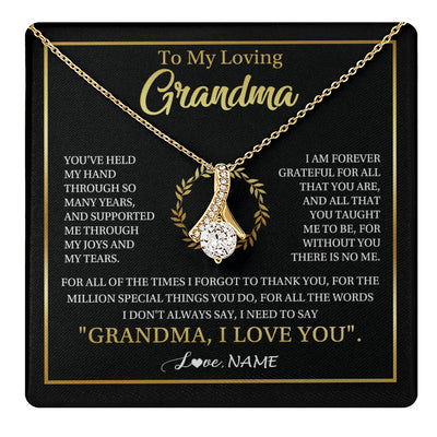 Alluring Beauty Necklace 18K Yellow Gold Finish | 1 | Personalized To My Grandma Gifts Necklace From Granddaughter Grandson Grateful Thank You Birthday Gifts Mothers Day Christmas Jewelry Gift Box Message Card | teecentury