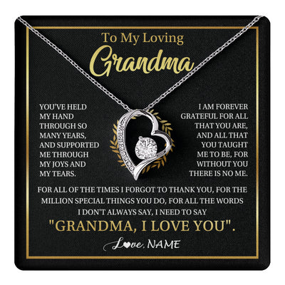 Forever Love Necklace 14K White Gold Finish | 1 | Personalized To My Grandma Gifts Necklace From Granddaughter Grandson Grateful Thank You Birthday Gifts Mothers Day Christmas Jewelry Gift Box Message Card | teecentury