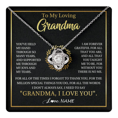 Love Knot Necklace 14K White Gold Finish | 1 | Personalized To My Grandma Gifts Necklace From Granddaughter Grandson Grateful Thank You Birthday Gifts Mothers Day Christmas Jewelry Gift Box Message Card | teecentury
