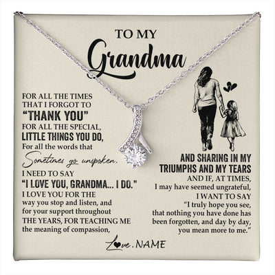 Alluring Beauty Necklace 14K White Gold Finish | 1 | Personalized To My Grandma Necklace From Granddaughter For All The Times That I Forgot To Thank You Mothers Day Christmas Customized Gift Box Message Card | teecentury